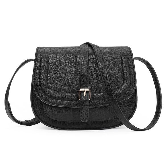 Gоіасіі Handbags - 8175 Crossbody Bags Saddle Purse Cute Shoulder Handbag Pebble Leather Black